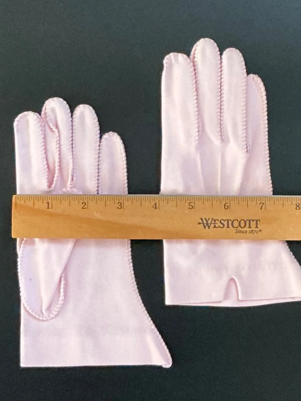 VTG 1950s Shalimar Pink Cotton Dress Gloves Shorties Double Knit Size 6.5